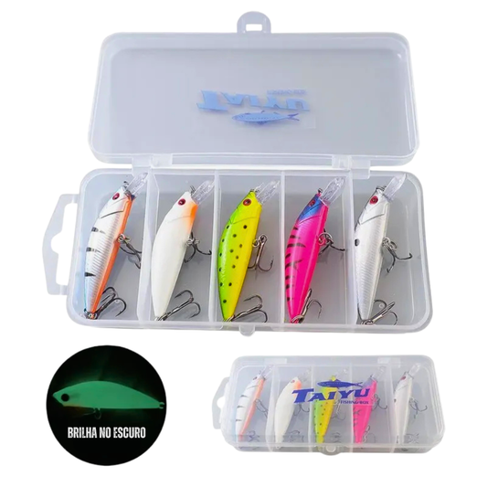 Kit Iscas Minnow Meia-Água TAIYU 5pcs 50mm 6,3g – Luminosa Slow Sinking