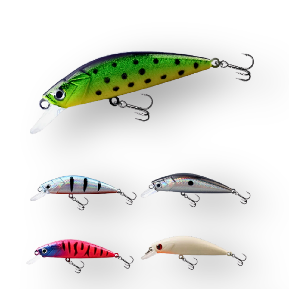 Kit Iscas Minnow Meia-Água TAIYU 5pcs 50mm 6,3g – Luminosa Slow Sinking