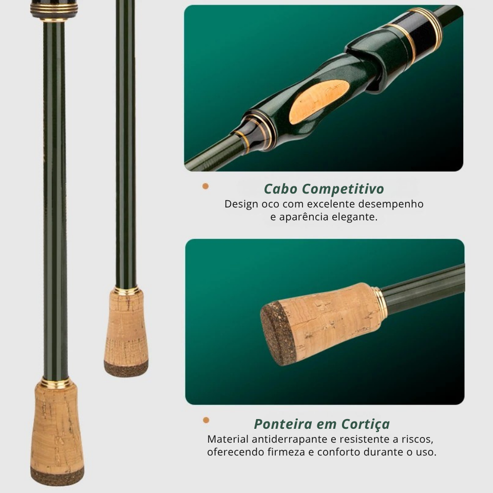 Vara CEMREO MACAN em Carbono – Spinning e Casting | Portátil, Forte e Precisa (Ação Rápida FAST)