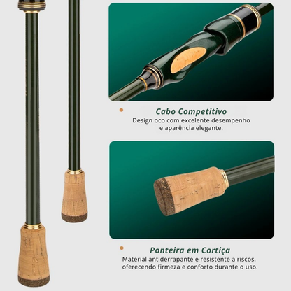 Vara CEMREO MACAN em Carbono – Spinning e Casting | Portátil, Forte e Precisa (Ação Rápida FAST)