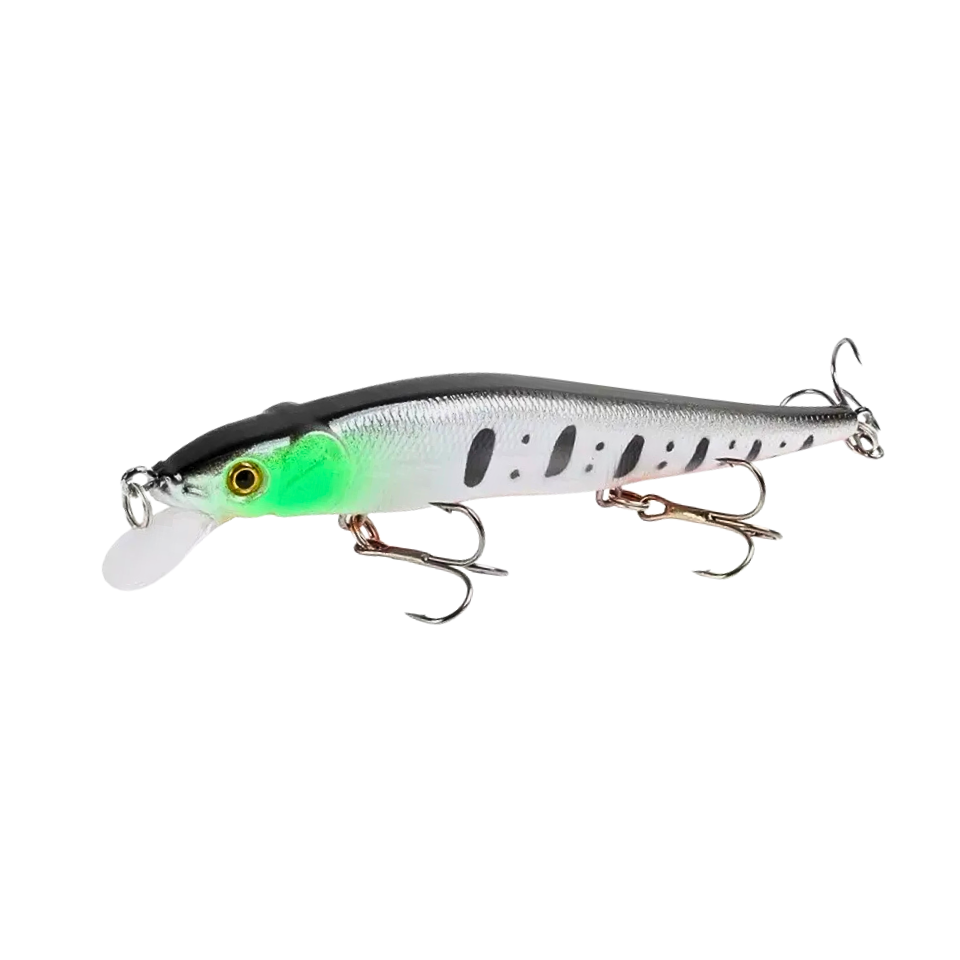 Isca Minnow Meia-Água 11,5cm 14g – Light Grey Flash 3X Treble