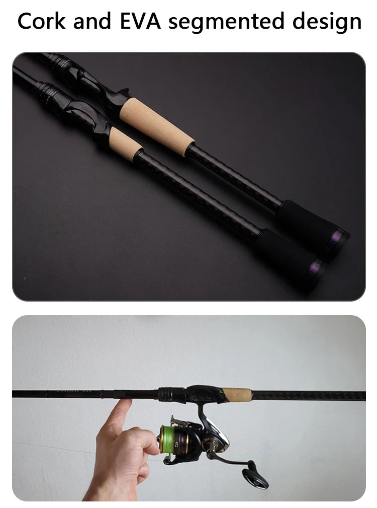 Vara PURELURE SHARPEN Travel em Carbono – Spinning e Casting | 4 Partes, Ação Rápida (FAST) e Componentes Fuji