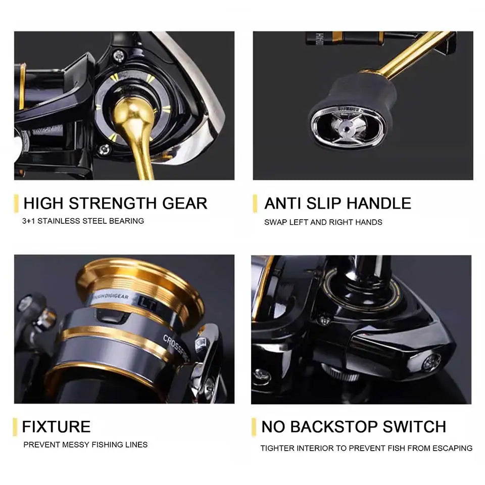 Molinete DAIWA CROSSFIRE CS LT – Light & Tough | 4–12 kg Drag, Carretel LC-ABS de Alumínio, 185g a 320g, Ultraleve e Resistente