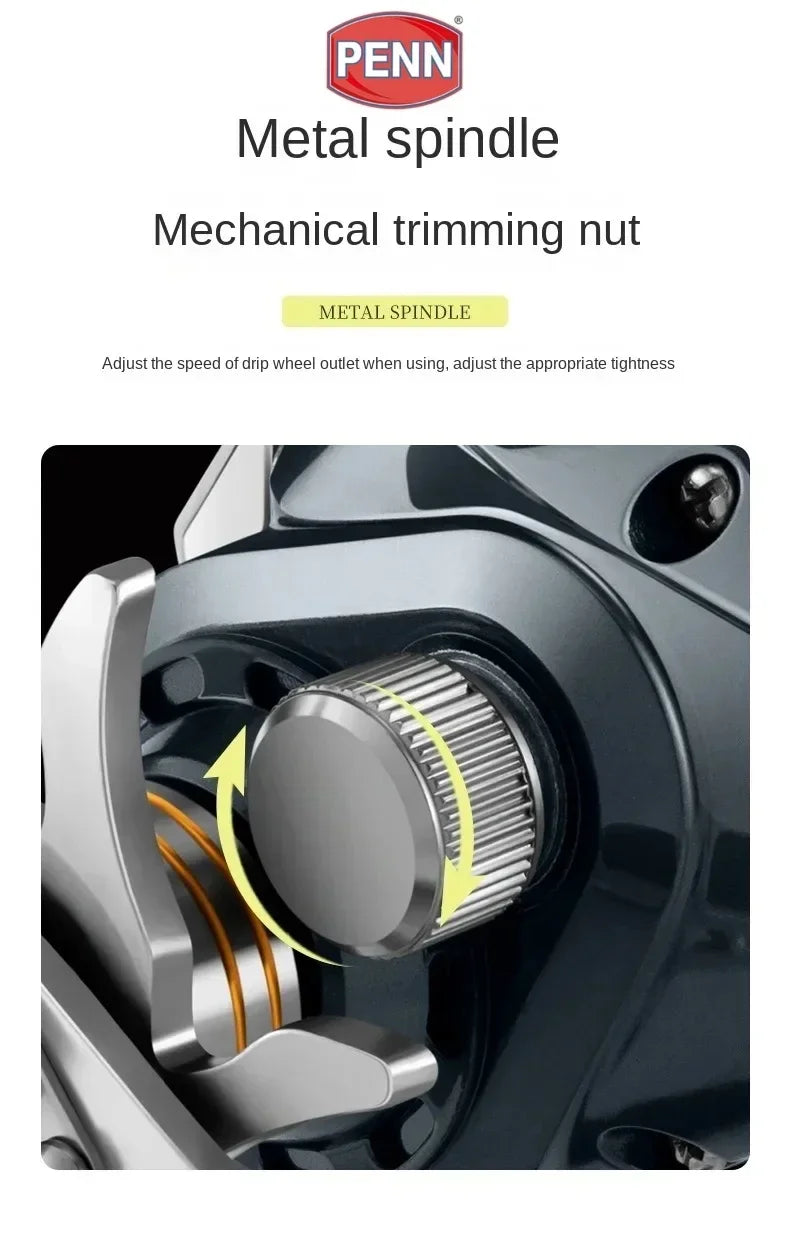 Carretilha PENN Baitcast 18+1 Rolamentos – Potência 15kg, Ajuste 1–9 | Desempenho Profissional!