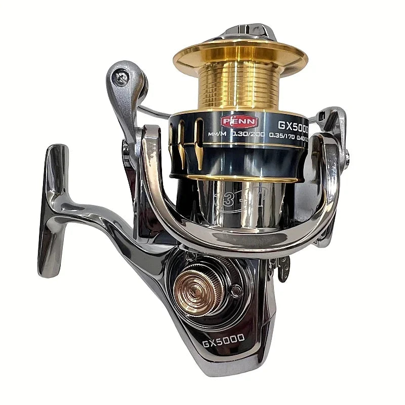 PENN GX1000-7000 Fishing Reel with 13+1 High-End Bearings, 25KG Max Drag, and Bonus PE Fishing Line Gift
