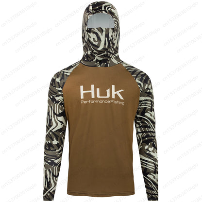 Camisa de Pesca HUK UPF 50+ com Capuz e Proteção UV – Secagem Rápida e Respirável