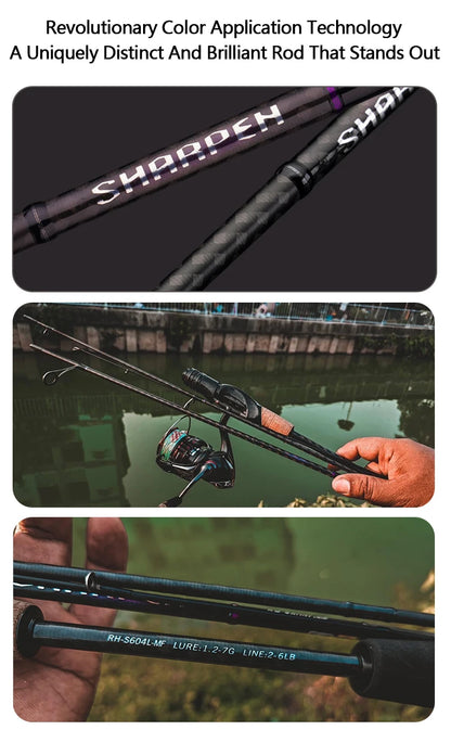 Vara PURELURE SHARPEN Travel em Carbono – Spinning e Casting | 4 Partes, Ação Rápida (FAST) e Componentes Fuji