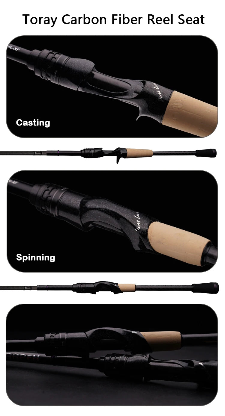 Vara PURELURE SHARPEN Travel em Carbono – Spinning e Casting | 4 Partes, Ação Rápida (FAST) e Componentes Fuji