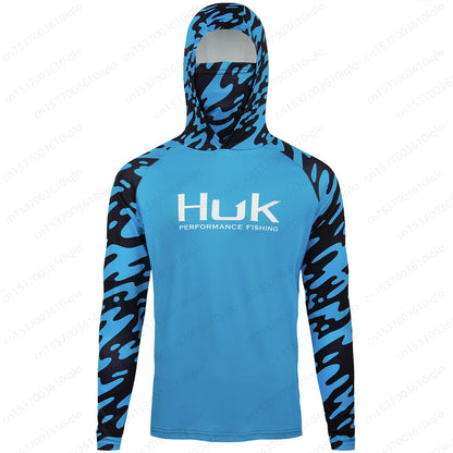 Camisa de Pesca HUK UPF 50+ com Capuz e Proteção UV – Secagem Rápida e Respirável