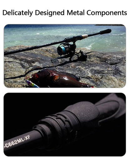 Vara PURELURE SHARPEN Travel em Carbono – Spinning e Casting | 4 Partes, Ação Rápida (FAST) e Componentes Fuji