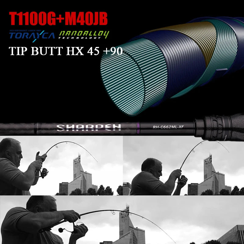 Vara PURELURE SHARPEN Travel em Carbono – Spinning e Casting | 4 Partes, Ação Rápida (FAST) e Componentes Fuji