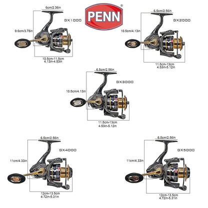 PENN GX1000-7000 Fishing Reel with 13+1 High-End Bearings, 25KG Max Drag, and Bonus PE Fishing Line Gift