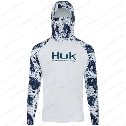 Camisa de Pesca HUK UPF 50+ com Capuz e Proteção UV – Secagem Rápida e Respirável