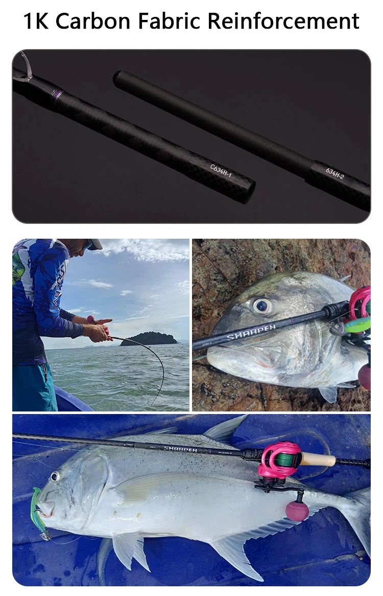 Vara PURELURE SHARPEN Travel em Carbono – Spinning e Casting | 4 Partes, Ação Rápida (FAST) e Componentes Fuji