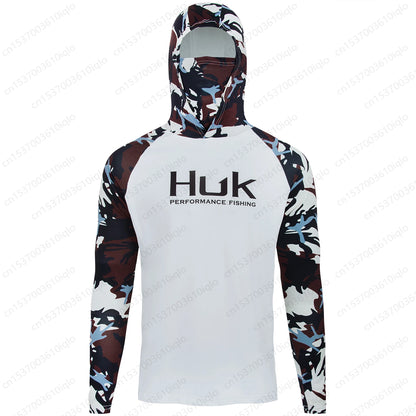 Camisa de Pesca HUK UPF 50+ com Capuz e Proteção UV – Secagem Rápida e Respirável