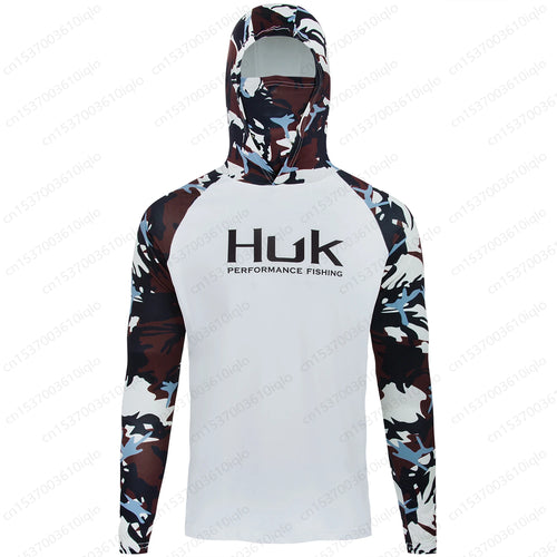 Camisa de Pesca HUK UPF 50+ com Capuz e Proteção UV – Secagem Rápida e Respirável